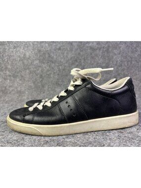 ECCO Shoes Womens Size 9.5 Black Leather Lace Up Casual Walking Comfort Sneakers